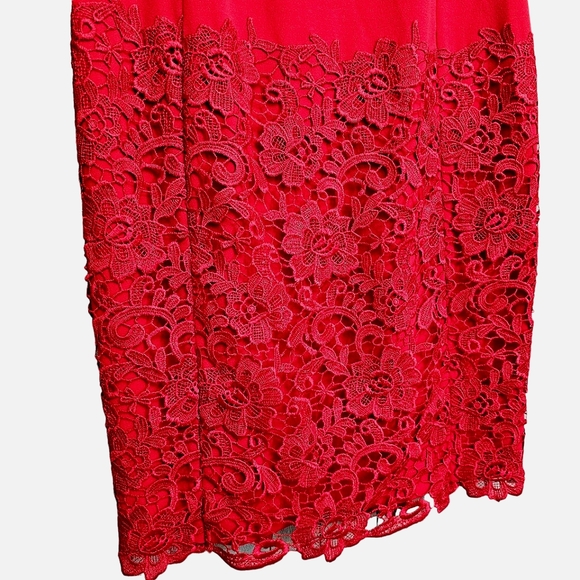 Nwot Calvin Klein Red Lace Sleeveless Sheath Dress - Picture 6 of 17
